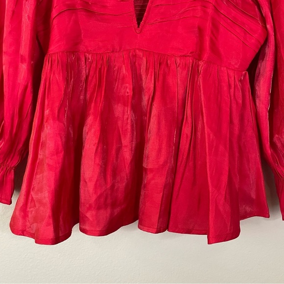 Entro Red Iridescent Babydoll 3/4 Sleeves Top Size Medium - Picture 7 of 11